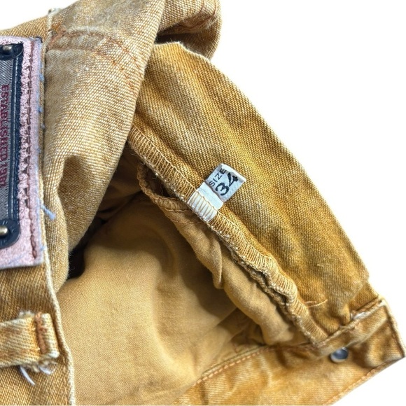 Vintage Y2K High Waist Straight Leg Armani Mustard Yellow Jeans Size 34 - Picture 11 of 14